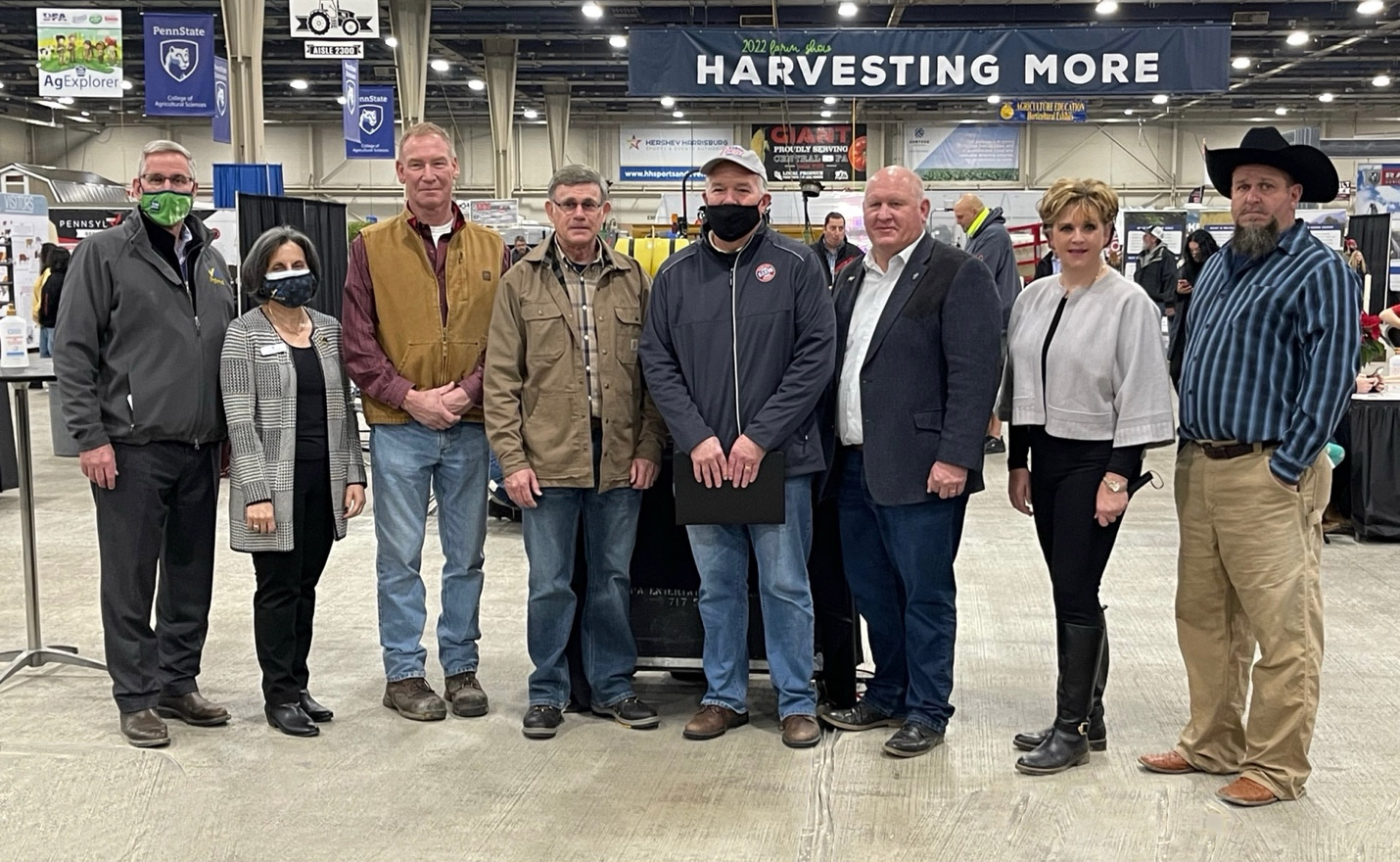 L to R: PA Agriculture Secretary, Russell C. Redding; Laura England, Director, Bureau of Markets, PA Dept. of Ag; Dr. Jim Holt, chief veterinarian, Keystone Farm Future; PA State Representative David Zimmerman; Scott Karns, president & CEO, Karns Foods; Larisa Miller, president & CEO, Keystone Farm Future; Dave Rodgers, chief herd manager, Keystone Farm Future